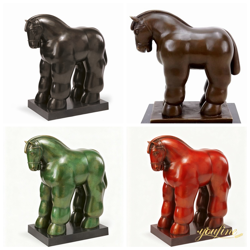 Various Colors of Fernando Botero Fat Horse Sculpture