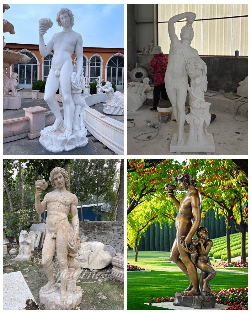 Various styles of Dionysus sculptures