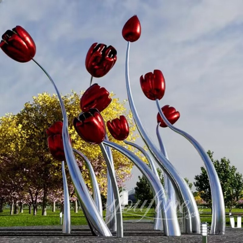 Vivid Giant Stainless Steel Tulip Sculpture