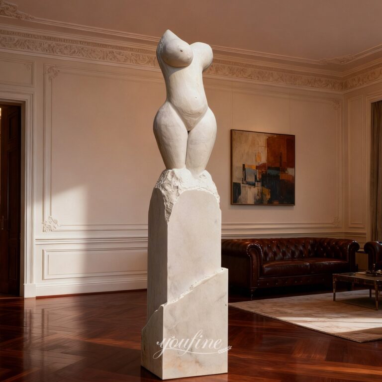 Marble White Abstract Female Body Sculpture for Indoor Decor