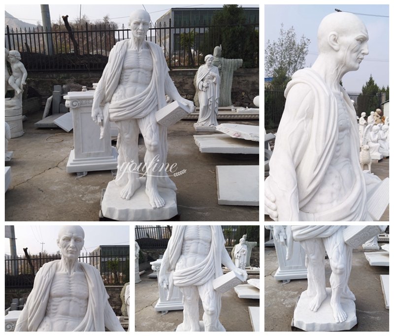 White Life Size Marble Statue of Saint Bartholomew Details