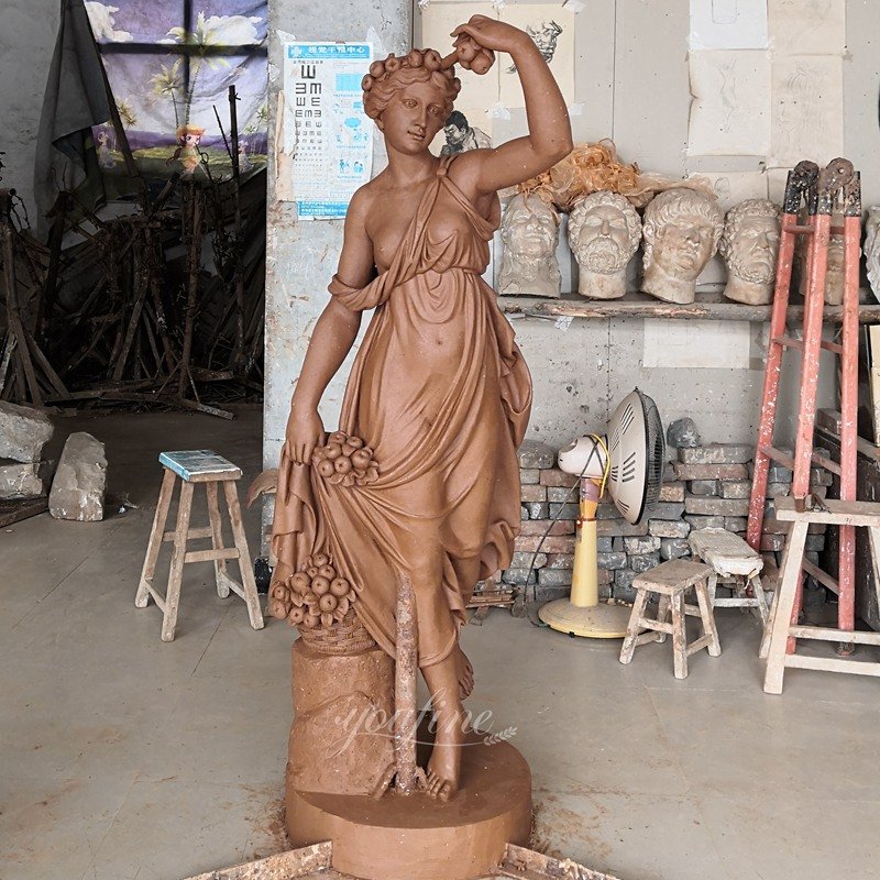 White Lifting Dress Marble Woman Statue Clay Model