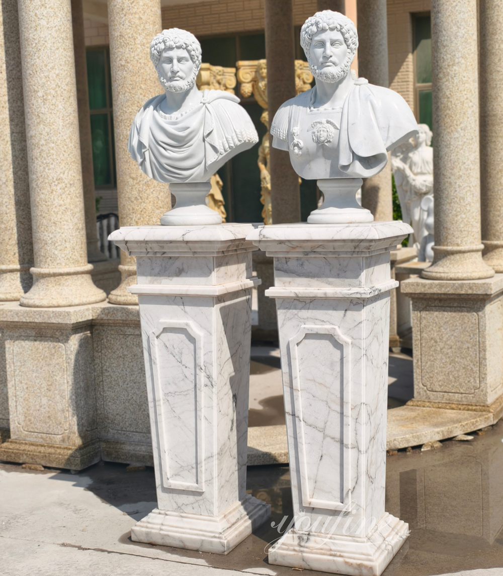 White Marble Bust Sculpture with White Marble Pedestal