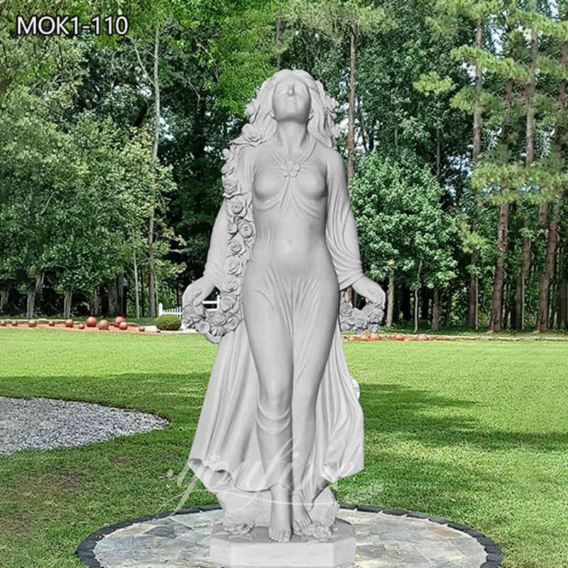 White Marble Elegant Sculpture with Gauze Skirt for Yard MOK1-110