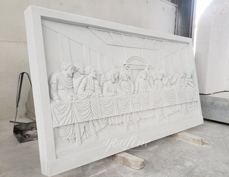 White Marble Relief of the Last Supper Side View