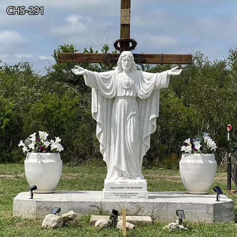 White Marble Sacred Heart of Jesus Statue (1)