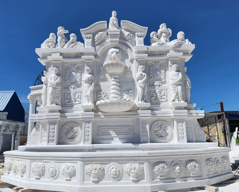 White Marble Wall Fountain for Outdoor 