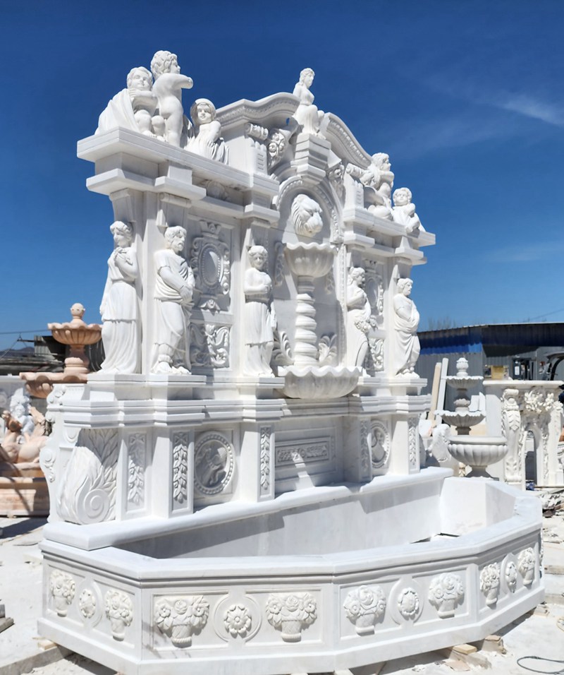 White Marble Wall Fountain for Outdoor 