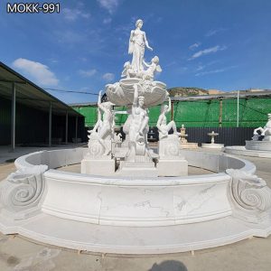White Marble Water Fountain with Vivid Statue for Sale MOKK-991