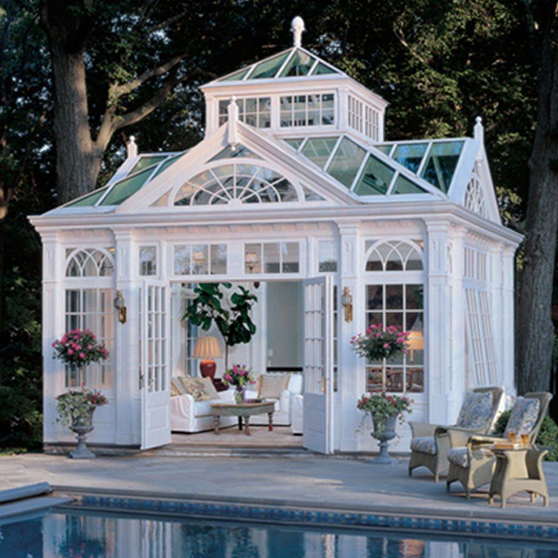 White Ornamental Cast Iron Gazebo Outdoor Sunroom IOK-88