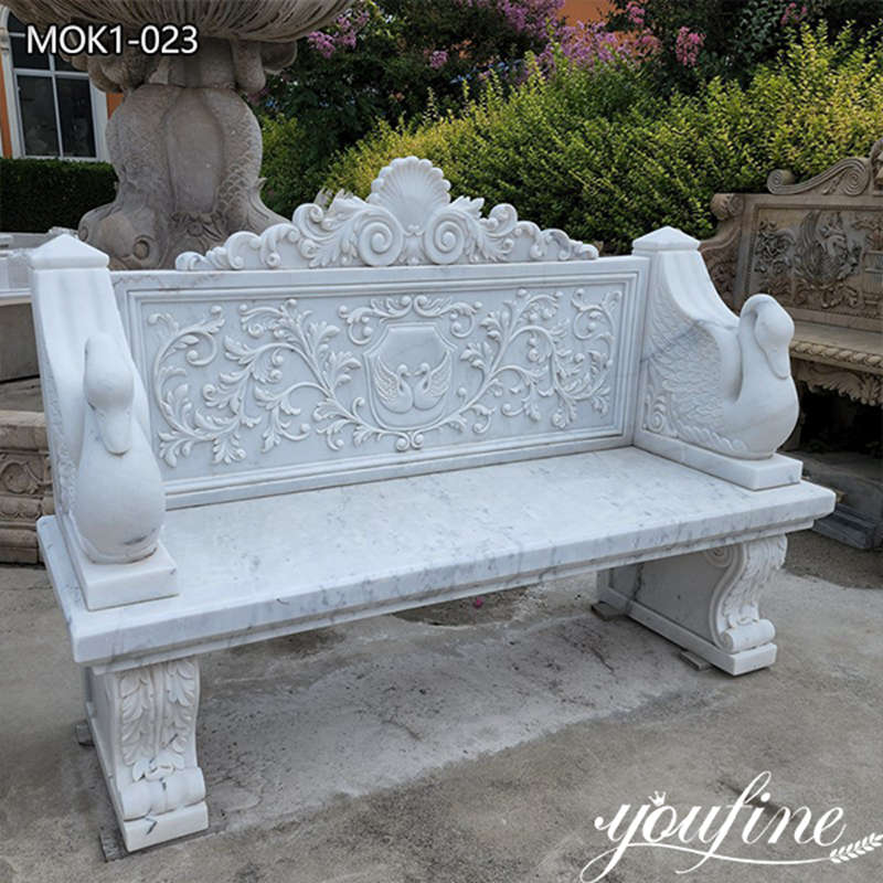  » White Outdoor Marble Bench for Garden MOK1-023 Featured Image