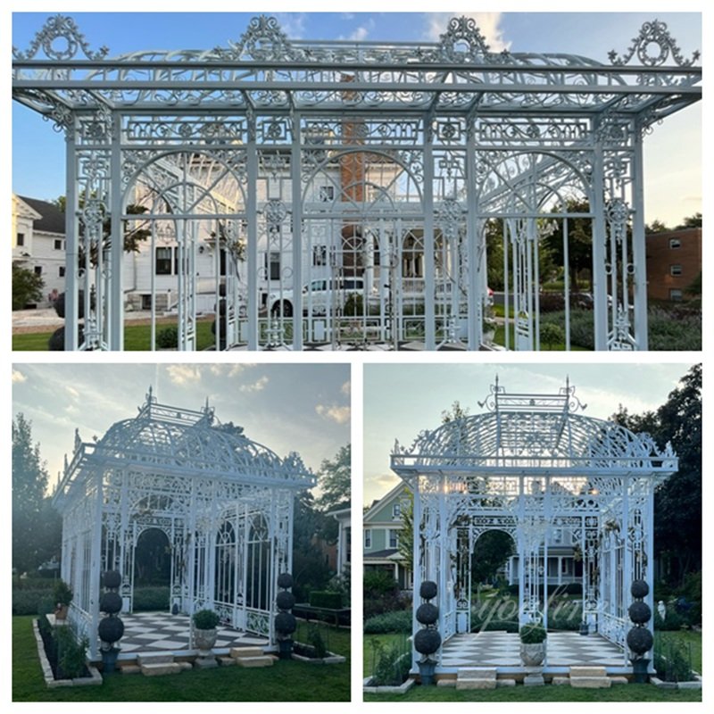 White Victorian Metal Gazebo Details