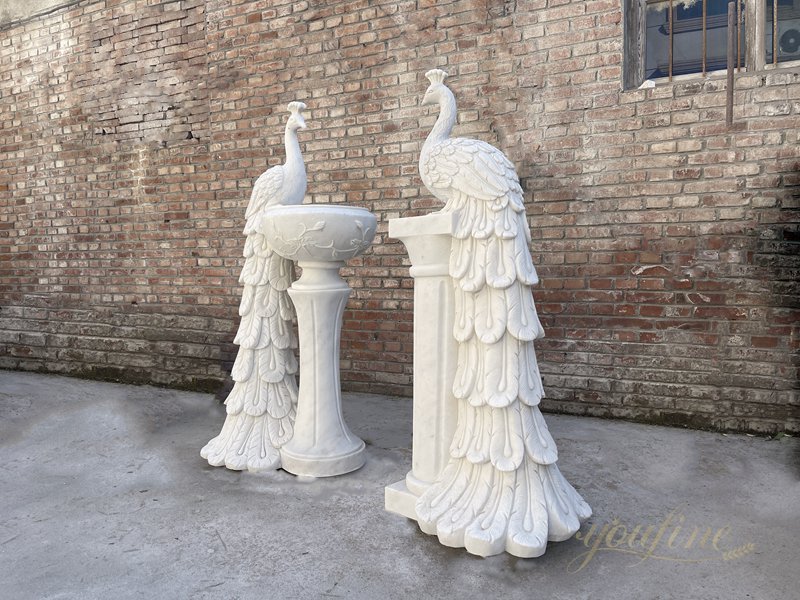 Wholesale Natural Marble Large Peacock Statue Flower Pot