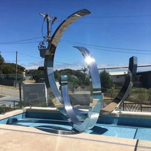  » Large Hotel Waterscape Mirror Stainless Steel Sculpture for Sale CSS-205