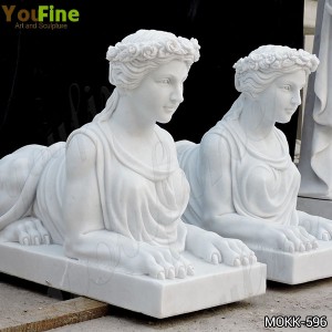  » Hand Carved Outdoor White Marble Female Sphinx Statue for Garden for Sale MOKK-596