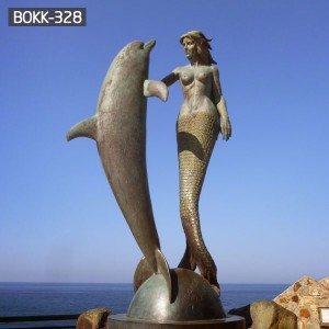  » Life Size Bronze Mermaid Statue with Dolphin Sculpture for Sale — BOKK-328