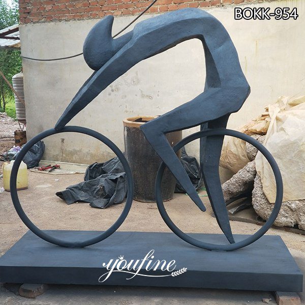 Modern Bronze Abstract Cyclist Sculpture Sports Lovers for Sale BOKK-954