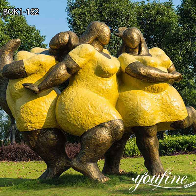 Giant Bronze Metal Joyful Dancing Fat Lady Sculpture for Outdoor Decoration BOK1-162