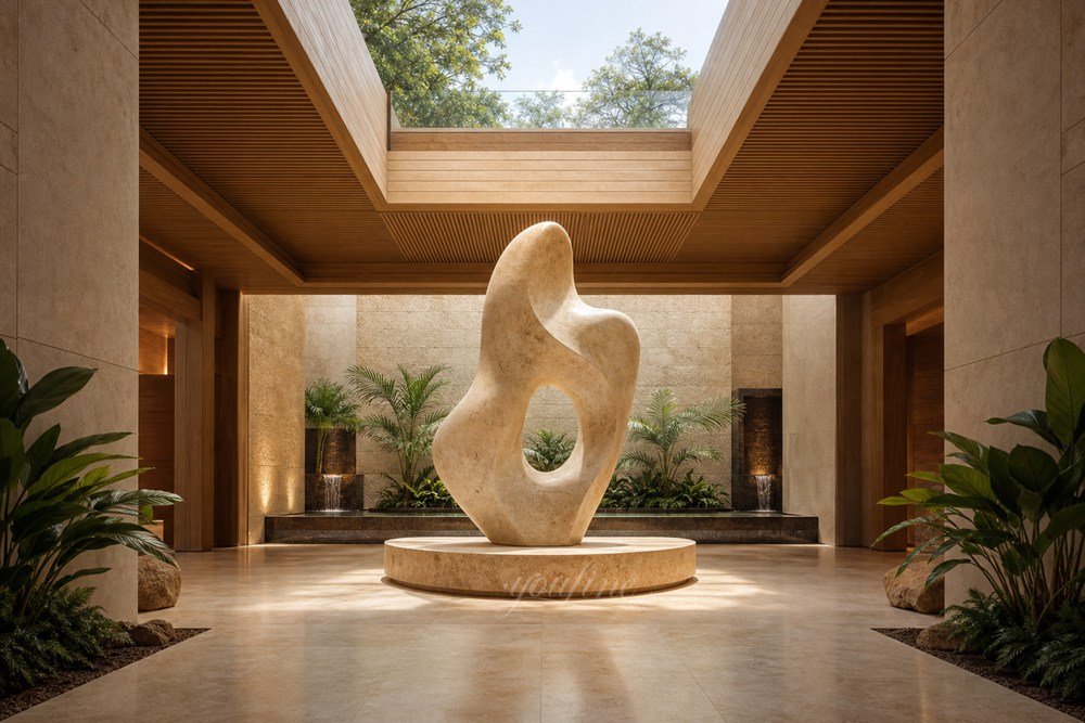 abstract marble sculpture for hotel lobby atrium decor