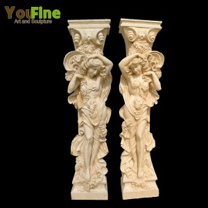  » Gorgeous Hand Carved Marble Statue Column for Sale MOKK-156
