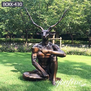  » Fine Casting Bronze Deer-man Statue Drinking Tea Statue for Sale BOKK-430