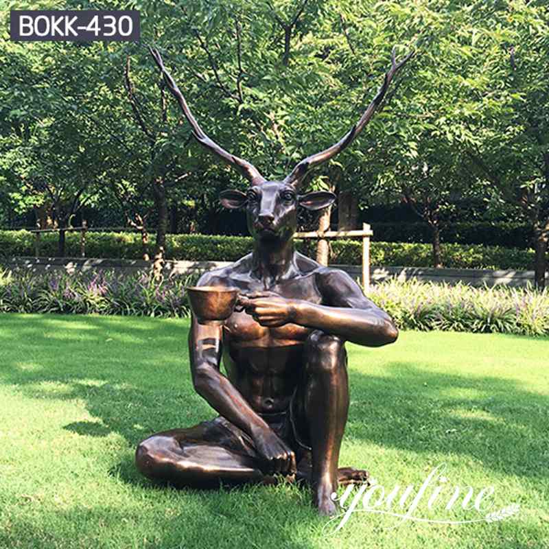 Fine Casting Bronze Deer-man Statue Drinking Tea Statue for Sale BOKK-430