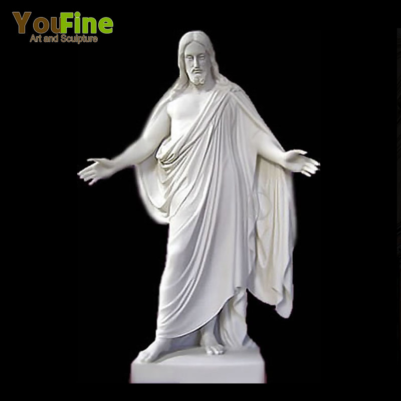 Hand Carved White Marble Jesus Statue For Sale