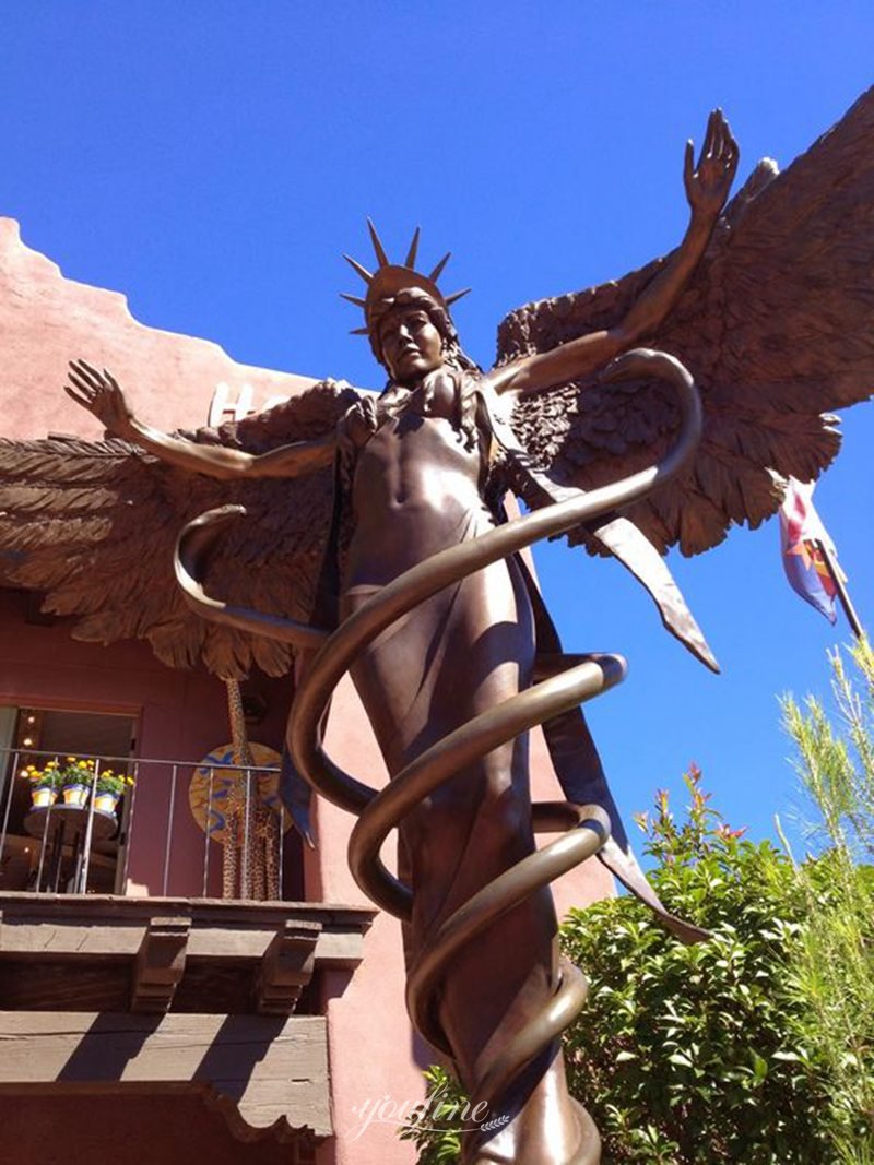 angel with snake bronze statue Caduceus Statue