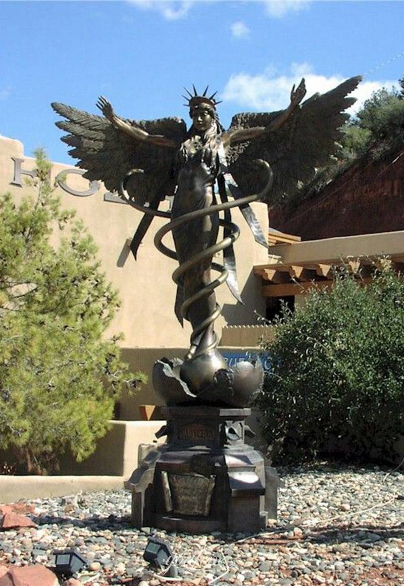 angel with snake bronze statue Caduceus Statue