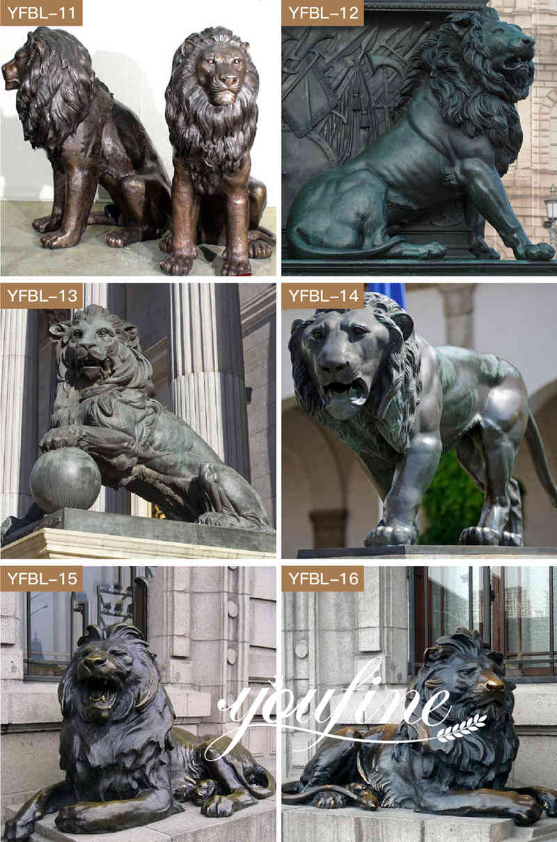 antique bronze lion sculpture -YouFine Sculpture