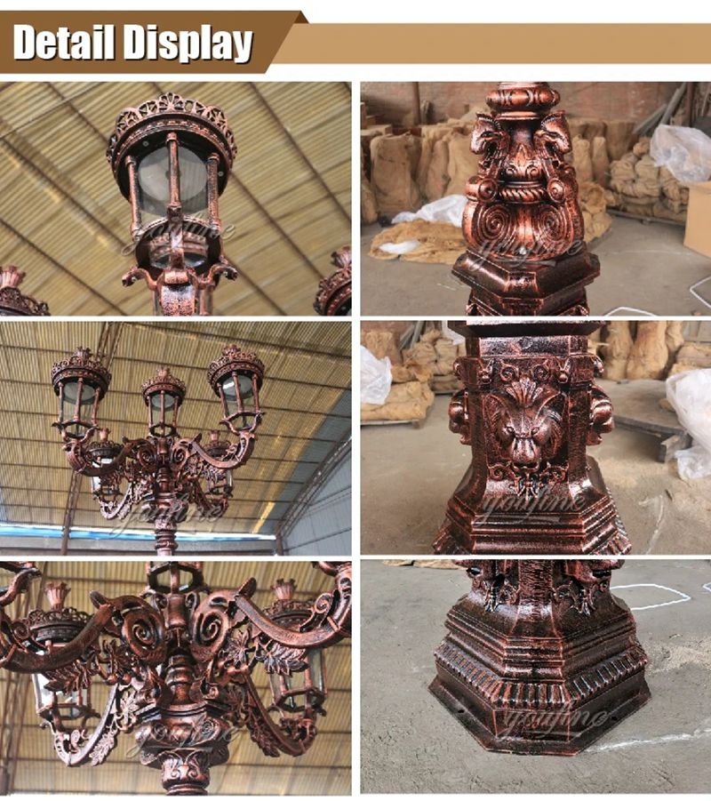 antique cast iron lamp post details