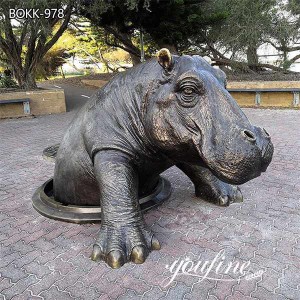  » Outdoor Life-size Bronze Hippo Sculpture for Street Decor for Sale BOKK-978