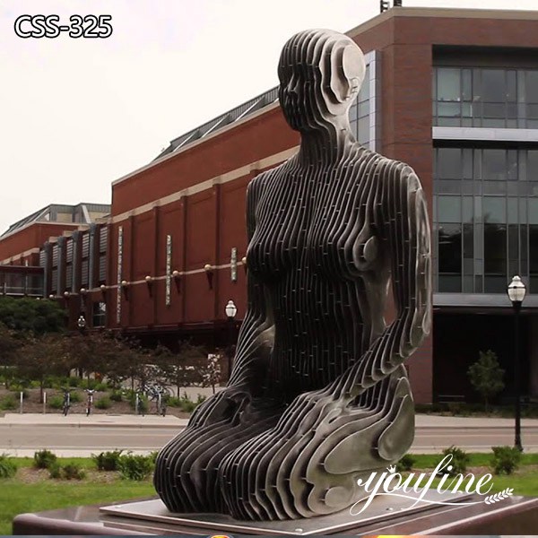  » Modern Stainless Steel Kneeling Man Sculpture Campus Decor for Sale Featured Image
