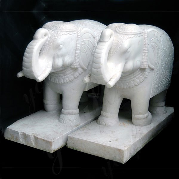 Life-Size-White-Marble-Elephant-Statue