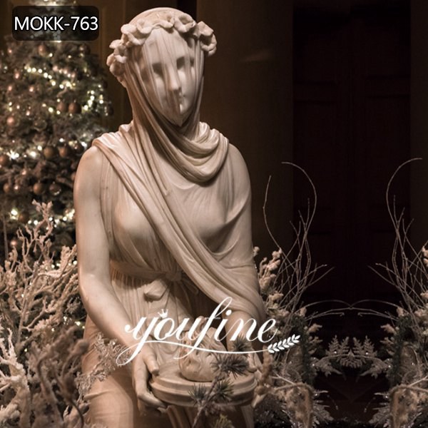 Life Size Hand Carved Veiled Vestal Virgin Marble Lady Sculpture for Sale MOKK-763