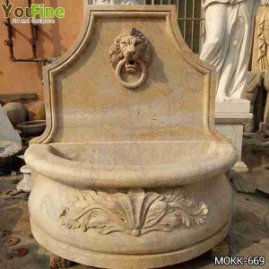  » Antique Hand Carved Marble Wall Fountain with Lion Head Statue for Sale Mokk-669