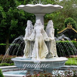  » Outdoor large garden white stone water fountain with woman statue for sale  MOKK-30