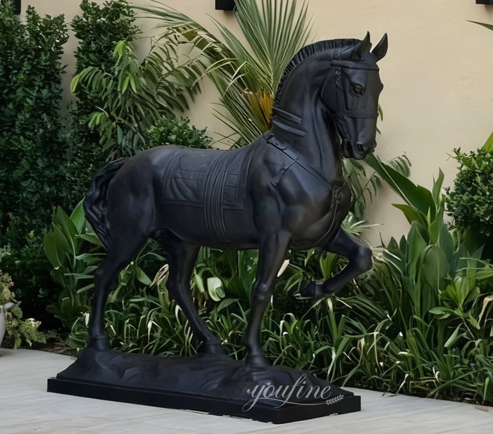black brass emirati-style horse sculpture for courtyard decor