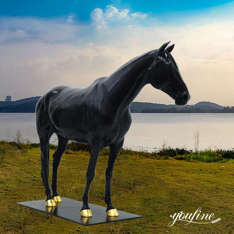 Outdoor Bronze Black Horse Statue Garden Decor for Sale BOKK-229