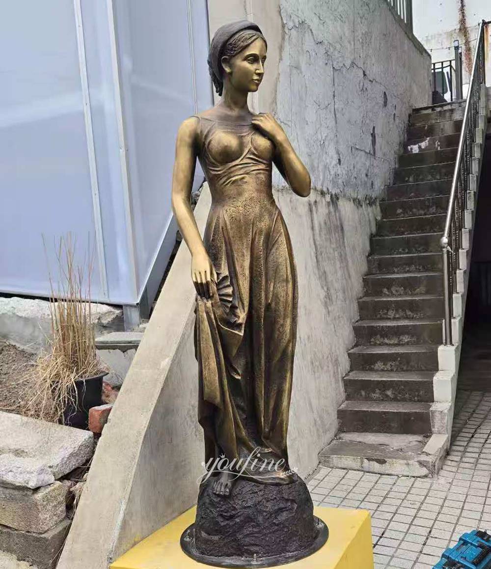 bronze Juliet statue with an antique brown patina