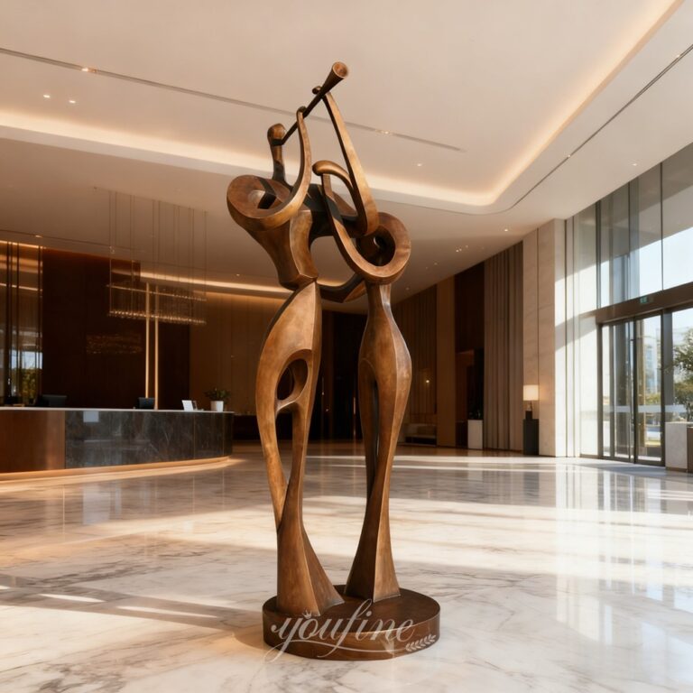 bronze abstract lovers sculpture for hotel hall decor