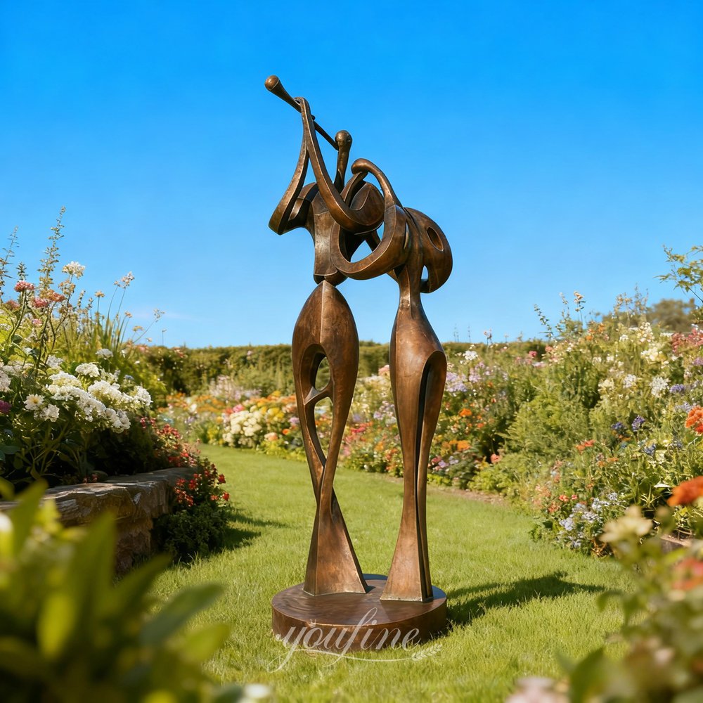 large bronze abstract lovers sculpture for garden