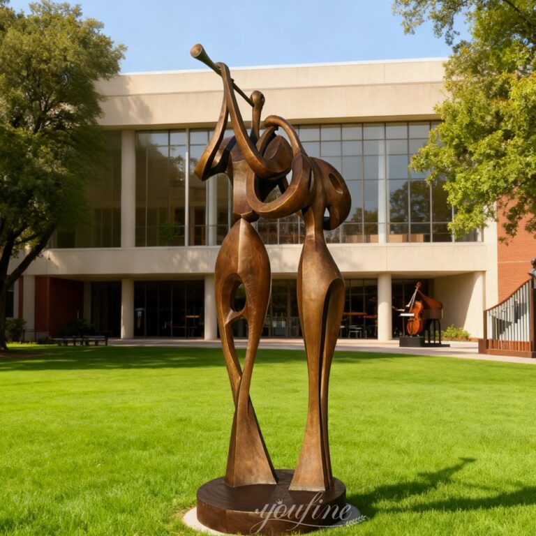 bronze abstract lovers sculpture for music academy decor