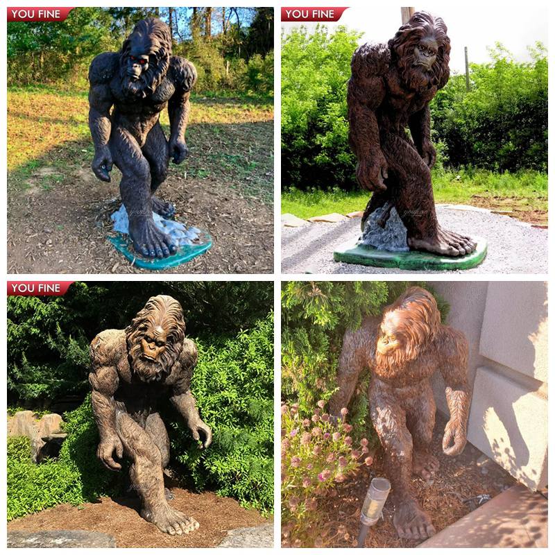 bronze bigfoot statues of different color