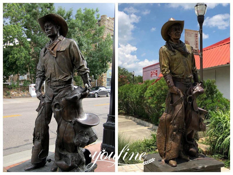 bronze cowboy sculpture detail