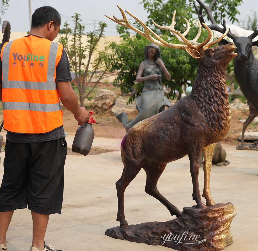 bronze deer sculpture coloring process