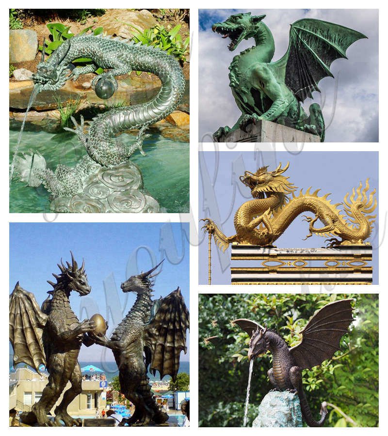 Garden Decoration Western Designed Metal Bronze Dragon Statue