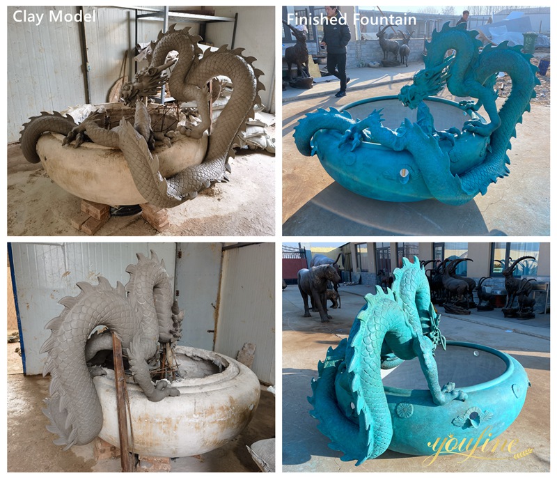 bronze dragon statue water fountain casting process
