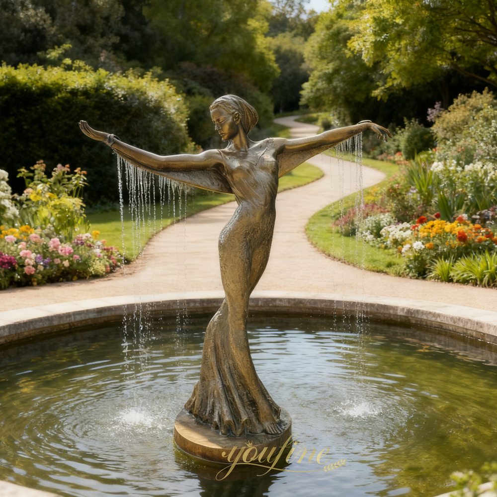 bronze female sculpture fountain for garden decor