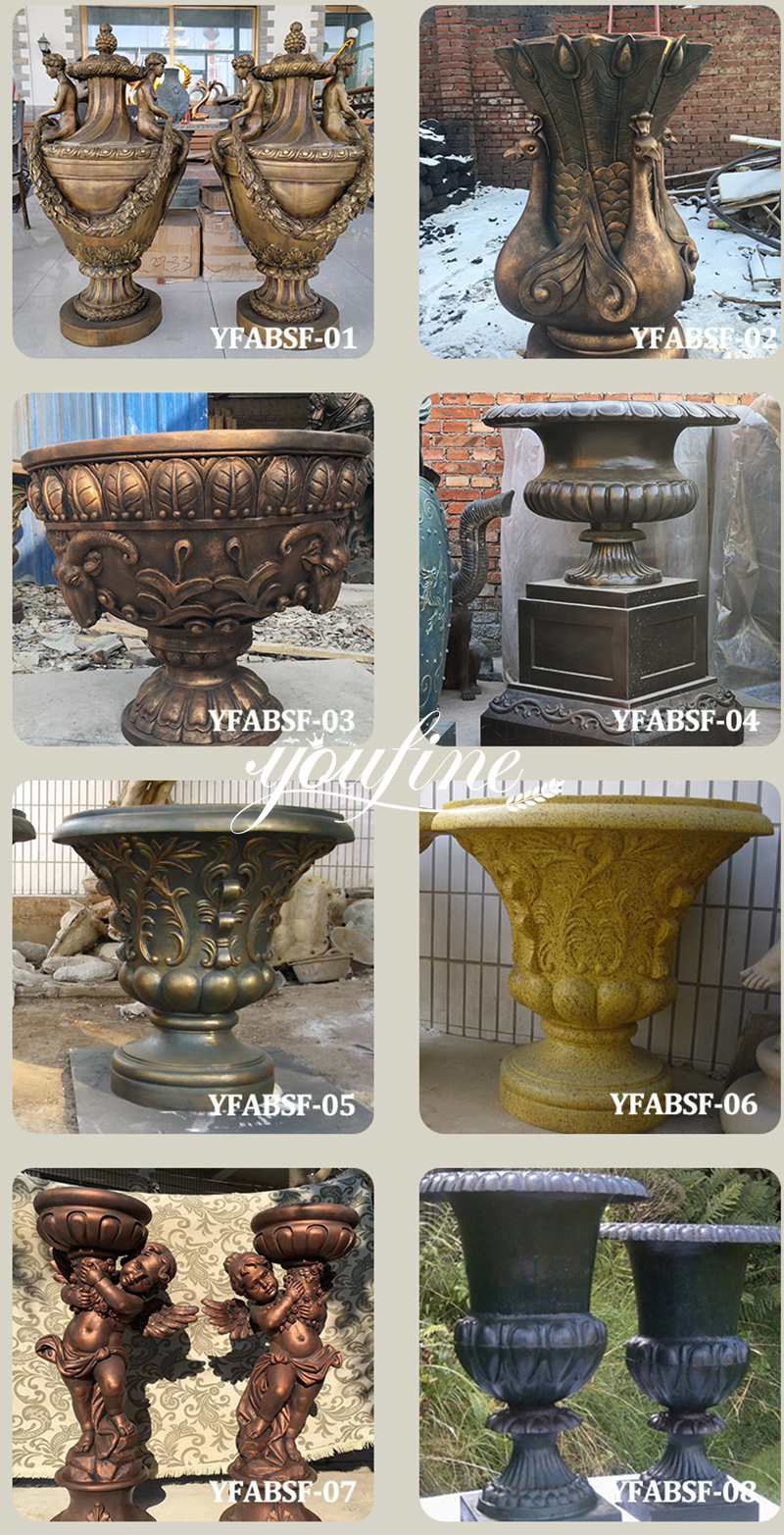 bronze flower pots